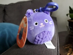 Squishmallows Halloween 2023 3.5” Zazzie Cat Purple Clip-On Backpack Clip - Picture 1 of 6