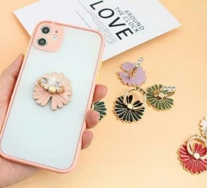 Soporte giratorio 360 para teléfono celular teléfono inteligente cristal margarita flor anillo dedo - Imagen 1 de 13