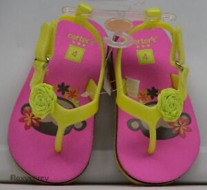 Carter's Girls Pink Monkey Flip Flop Sandal Shoes Size 4 or 9-12 months NWT