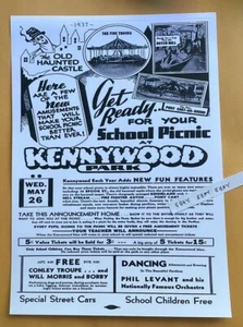Kennywood 1937 parque de atracciones Pittsburgh PA. ESCUELA PICNIC VOLANTE TRANVÍAS + NUEVO - Imagen 1 de 5