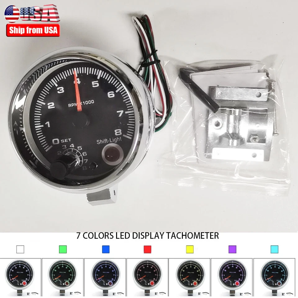 汽车转速计 3.75 英寸 12 伏汽车更换转速计 0-8000 RPM — 第 1/4 张图片