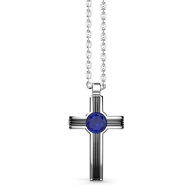 Collana Uomo Zancan Argento 925 con Croce e Lapis Blu Ref. EXC623L - Immagine 1 di 3