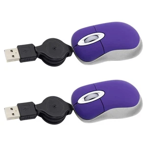 2X  USB Wired Mouse Retractable Tiny Small Mouse 1600 DPI Optical Compact9640 - Picture 1 of 8