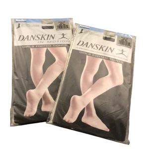 Danskin Style 387 Girls Medium 2 Pairs Black microfiber tights - Picture 1 of 2