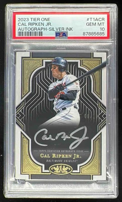 2023 Topps Tier One Tier One Silver Ink #T1A-CR Cal Ripken Jr. Auto /10 PSA 10 - Image 1 of 2
