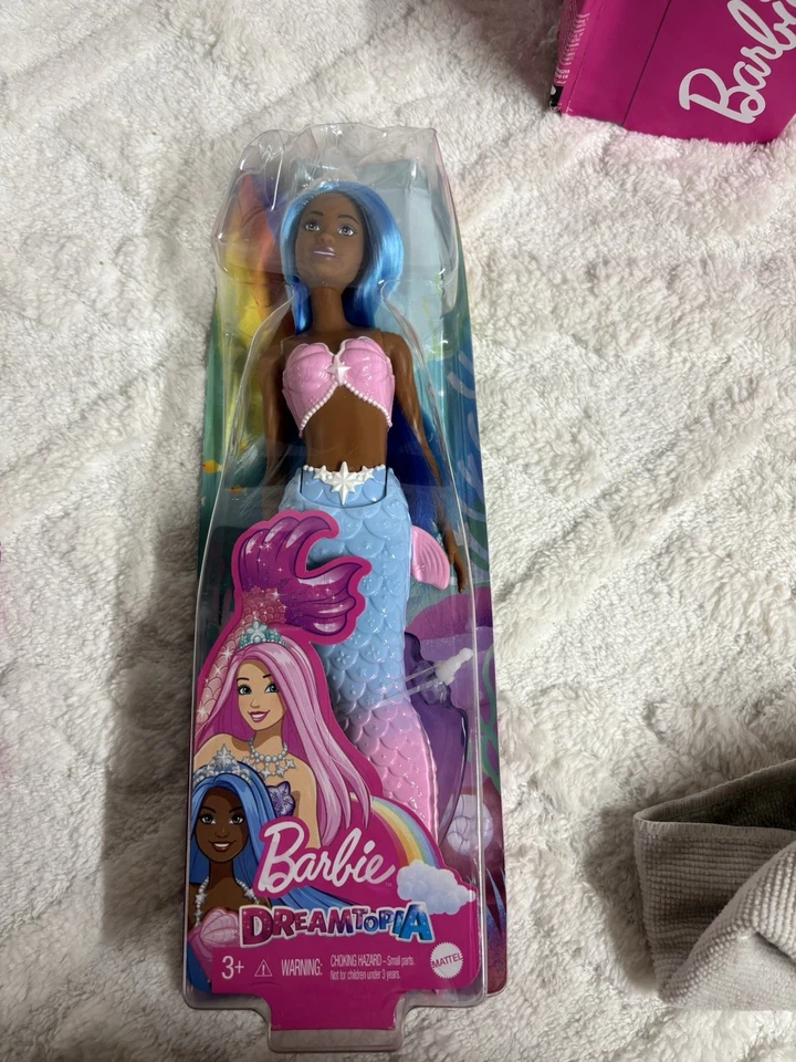 芭比 Dreamtopia 美人鱼娃娃带浅蓝色头发 - 全新带盒  — 第 1/4 张图片