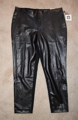 Nuevos pantalones para mujer Anne Klein XL negros imitación cuero tirar de pierna delgada tobillo Foto 1 de 3