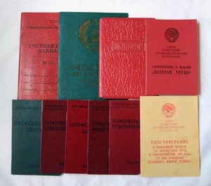 USSR civil Document vintage Set 10x Soviet Certificate ID CPSU party ticket lot - Picture 1 of 16