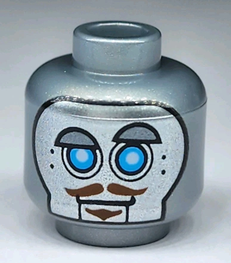 NEW LEGO®  Minifigure Head Part Flat Silver Thief Bot  Robot Hoodlum 70358 Nexo - Image 1 of 1
