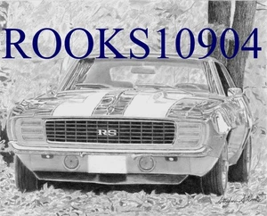 1969 Chevrolet Camaro RS CLASSIC CAR ART PRINT - Picture 1 of 1