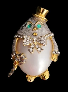Vintage, Signed Kenneth Jay Lane KJL Humpty Dumpty Brooch - Picture 1 of 5