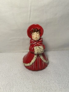 Statuina Vintage Ceramica Cantoler Natalizio Bambina In Vestito Rosso/Cappotto Stampo Olanda - Foto 1 di 23