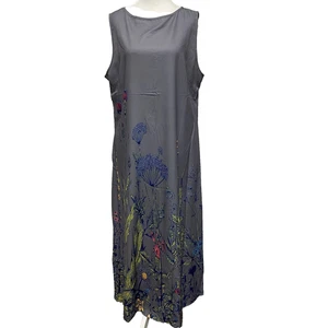 Just Fashion Now ärmelloses Maxikleid 2XL grau Blumen Taschen fließend Strand Resor - Bild 1 von 12