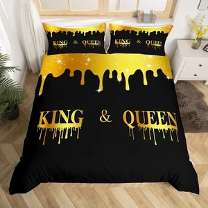 King and Queen Bedding Set King Size, Glitter Mr Mrs Comforter Cover for Coup... - Picture 1 of 6