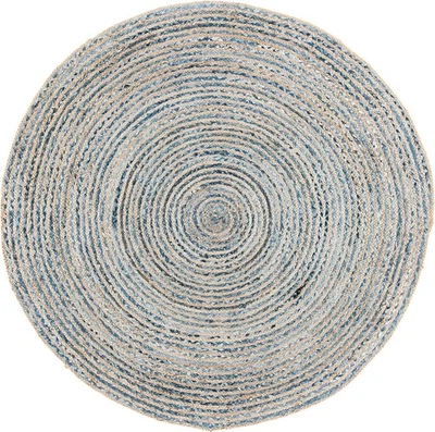 Rug Denim & Jute Handmade Area Round Carpet  Living Dinning Bedroom Floor Rugs - Image 1 of 4