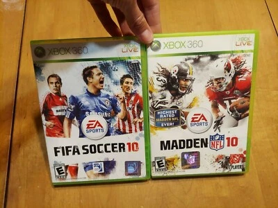 LOTE 2 Xbox 360 Madden NFL Fútbol 10 y FIFA Fútbol 10 EA Deportes COMPLETO LEER Foto 1 de 4