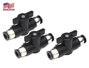 1/4 Push Connect Valve 1/4'' OD Quick Connect Tube Fitting Pneumatic Valve 3PCS - Picture 1 of 4