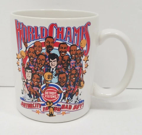 NBA Detroit Pistons 1989 World Champs Motor City Bad Boys Mug VHTF Cover