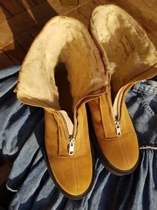 EDiTED gefütterte Wildleder-Stiefelette 'Zuleika' Eu37 Plateau Profilsohle Camel - Bild 1 von 14