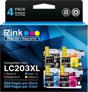E-Z Ink LC203XL Compatible Ink Cartridges Replacement for LC203 XL LC201 4 pack - Picture 1 of 5