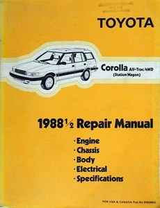 1988 1989 Toyota Corolla All-Trac 4WD Wagon Shop Service Repair Manual Original - Bild 1 von 4