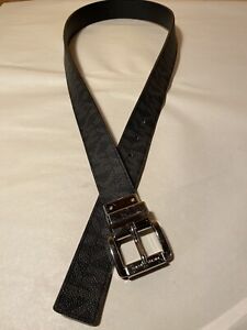 Michael Kors All Over Logo Belt Silver Tone Hardware 