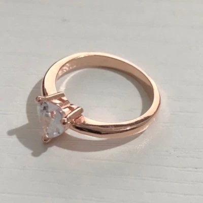 Gold/Rose Gold/Silver Love Heart Band Women's White Gold Filled Ring Size 4-9 - Image 1 of 4