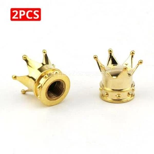 2PCS Gold Crown Tire/Wheel Air Stem Valve Caps for Harley-Davidson Motorcycle - Picture 1 of 3