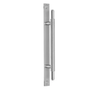 Satin Stainless Steel Knurled Cabinet Handles on Plate - Multiple Sizes - Picture 1 of 4