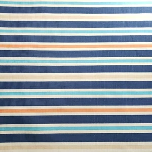 NAVY CREAM ITALLIAN MANILA STRIPE LINEN UPHOLSTERY FABRIC 62" BY THE YARD - Picture 1 of 8