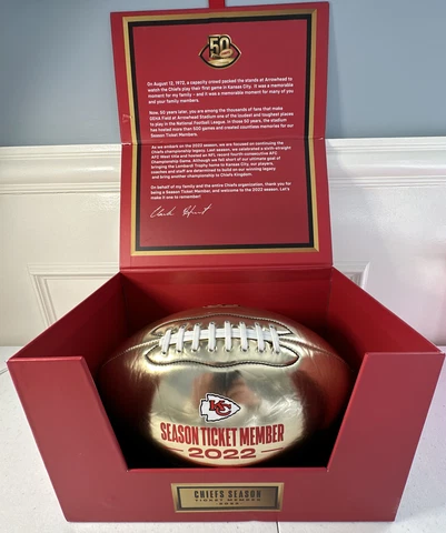 Kansas City Chiefs 2022 50th Anniversary Season Ticket Member Gold Football New Cover