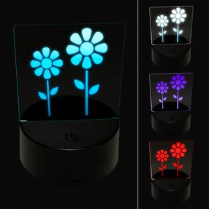 Daisy Flower Pair 3D Illusion LED Night Light Sign Nightstand Desk Lamp - Picture 1 of 6