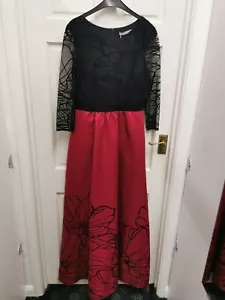 Gina Bacconi size 8 evening dress red Black Gown With Sleeves SQQ9090 NWT - Picture 1 of 16