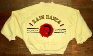 NO! by Claude Attias vtg 1980's Rain Dance unisex fleece yellow embroider jacket - Picture 1 of 9