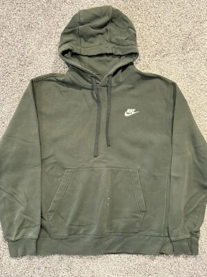 Nike Sudadera Hombres Mediana Verde Swoosh Check Sudadera con Capucha Polar Pullover Spellout * Foto 1 de 4