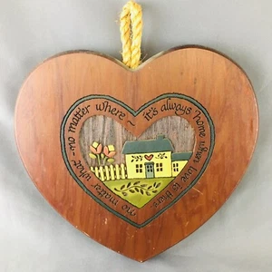 No Matter What No Matter Where It's Always Home When Love There Wooden Heart - Picture 1 of 3
