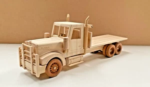 WOODEN TOY KENWORTH T909 FLAT BED TRUCK HAND MADE - Picture 1 of 11