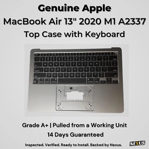 MacBook Air M1 13" 2020 A2337 Top Case w/ Keyboard Space Gray Grade A+ OEM - Picture 1 of 8