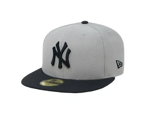 New Era 59Fifty Men Women Hat New York Yankees Gray Navy Diamond Era Fitted Cap - Picture 1 of 5