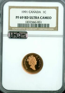 1991 CANADA CENT NGC PF69 RD MAC UHCam ULTRA HEAVY CAM FINEST SPOTLESS * - Picture 1 of 2