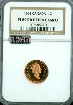 1991 CANADA CENT NGC PF69 RD MAC UHCam ULTRA HEAVY CAM FINEST SPOTLESS * - Image 1 of 2