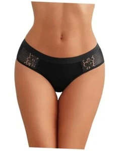 Women Cotton Underwear Lace Hipster Brief Panties Ladies Stretch Medium Black - Picture 1 of 7