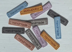 Handmade PU Faux Leather Labels Tags Sewing Crocheting Knitting Mix Y - Picture 1 of 1