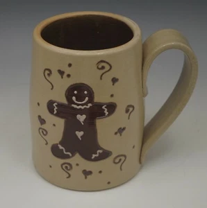 MAPLE CITY POTTERY 2002 STONEWARE SALT GLAZE GINGERBREAD MAN MUG 16 fl.oz  - Picture 1 of 6