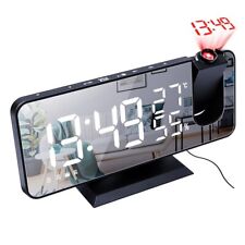 LED Digital Projection Alarm Clock FM Radio Snooze Dimmer Ceiling Projector UK