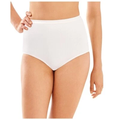Womens Bali Full Cut Fit White  Stretch Brief Panties 3X 3XL NWT - Image 1 of 2