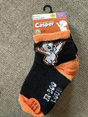Calcetines Casper The Friendly Ghost Brillan en la Oscuridad Acogedores para Niños 4T-5T Naranja Foto 1 de 3