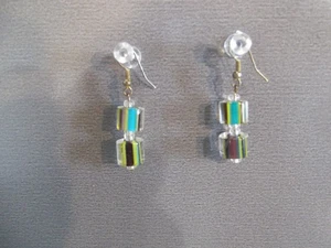 1 paio di pendenti unici a forma di bilanciere in vetro multicolore da 1,5" pollici - Foto 1 di 8