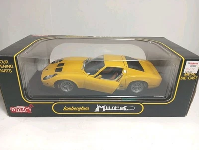 Modelo diecast vintage amarillo Lamborghini Miura Anson escala 1:18 ¡Envío gratuito! Foto 1 de 4