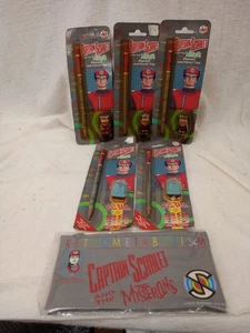 Set Of Five Captain Scarlet Pencil And Topper Plus Pencil Case All New In Packet - Picture 1 of 8